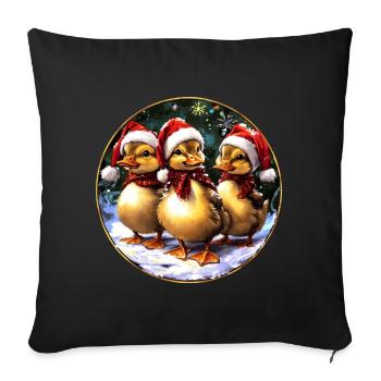 Entchen Weihnachtsmann - Sofakissenbezug 45 x 45 cm - Schwarz - Vorne