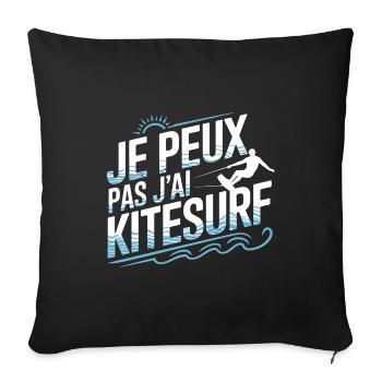 je peux pas j'ai kitesurf - Housse de coussin décorative 45 x 45 cm - noir - Devant