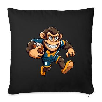 Singe de rugby - Housse de coussin décorative 45 x 45 cm - noir - Devant