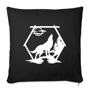 Le loup hurle à la lune - blanc - Housse de coussin décorative 45 x 45 cm - noir - Devant