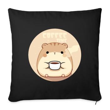 Hamster - Kaffeezeit - coffee time - Sofakissenbezug 45 x 45 cm - Schwarz - Vorne