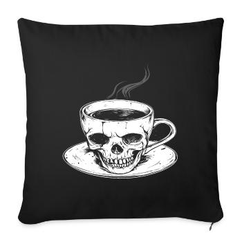 Coffee in the skull - Sofa pillowcase 17,3'' x 17,3'' (45 x 45 cm) - black - Front