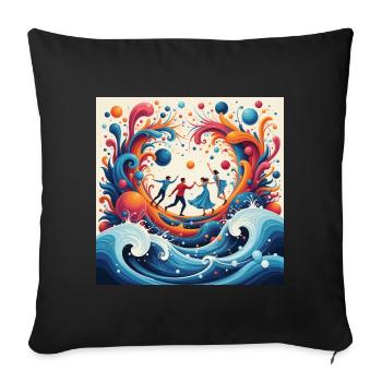 Family Dancing on the Water Abstract - Sofa pillowcase 17,3'' x 17,3'' (45 x 45 cm) - black - Front