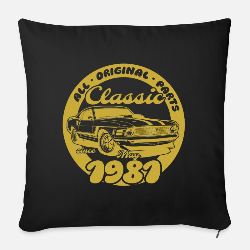 44. Geburtstag - Klassiker Musclecar 05/1981 - Sofakissenbezug 45 x 45 cm - Schwarz