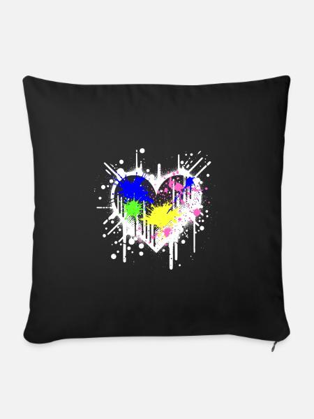 Graffiti Coeur - Housse de coussin décorative 45 x 45 cm - noir