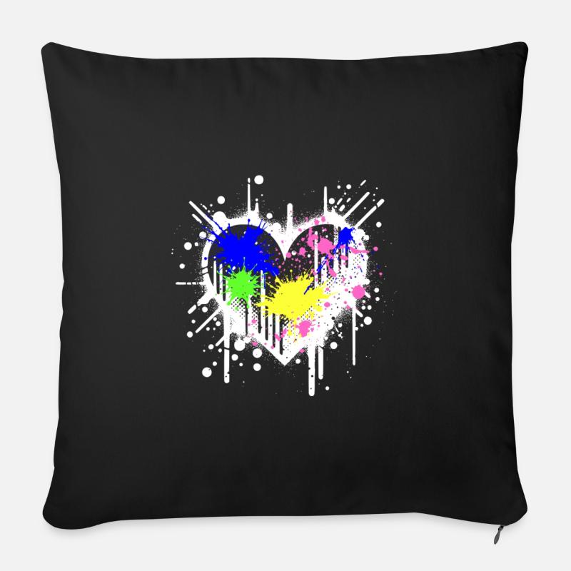 Graffiti Coeur - Housse de coussin décorative 45 x 45 cm - noir