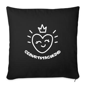 Geburtstagskind Herz mit Krone - Sofakissenbezug 45 x 45 cm - Schwarz - Vorne