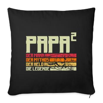 Papa Vater von 2 zwei Zweiten Kindern Zwillinge - Sofakissenbezug 45 x 45 cm - Schwarz - Vorne