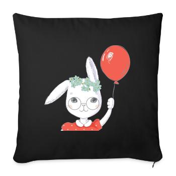 Süßes Ostern Hase Luftballon Geschenk - Sofakissenbezug 45 x 45 cm - Schwarz - Vorne