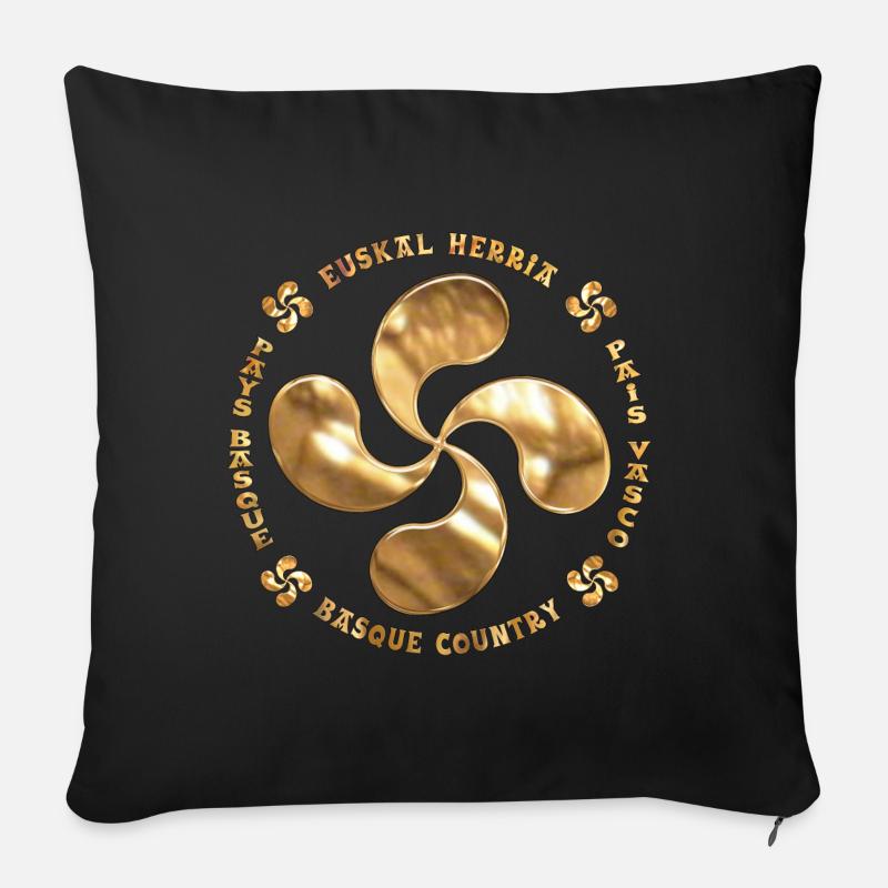 Bijou du Pays Basque, croix Basque - Housse de coussin décorative 45 x 45 cm - noir