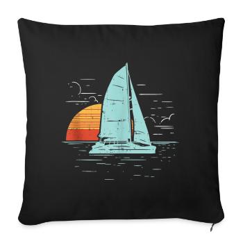 retro boat sail anchor sail sail sail - Sofa pillowcase 17,3'' x 17,3'' (45 x 45 cm) - black - Front