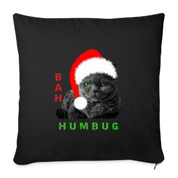 Bah Humbug Chat de Noël - Housse de coussin décorative 45 x 45 cm - noir - Devant