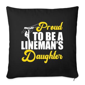 Fier d’être une fille de linemans drôle lineman papa - Housse de coussin décorative 45 x 45 cm - noir - Devant