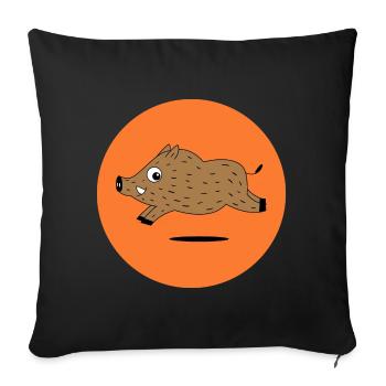 chasse chassé chasseur de sanglier - Housse de coussin décorative 45 x 45 cm - noir - Devant