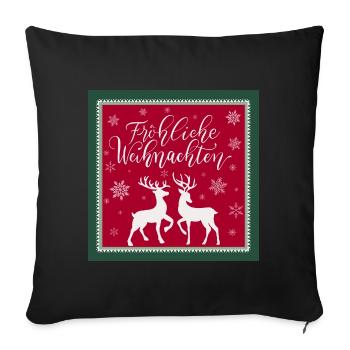 Joyeux Noël. Cerfs et cerfs dans la neige. - Housse de coussin décorative 45 x 45 cm - noir - Devant