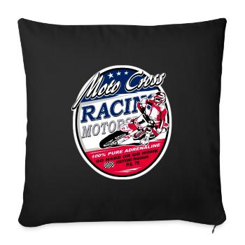 Moto Cross - Motocross - Supercross - MX - SX - Housse de coussin décorative 45 x 45 cm - noir - Devant
