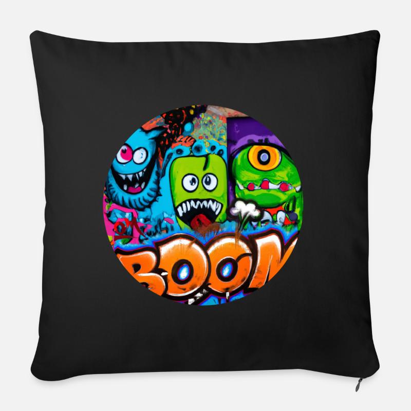 Grafitti Monster Boom - Sofakissenbezug 45 x 45 cm - Schwarz