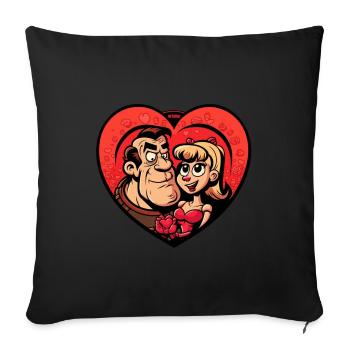 Valentine's Day Cartoon Lovers - Sofa pillowcase 17,3'' x 17,3'' (45 x 45 cm) - black - Front