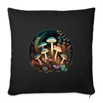 Magic Mushrooms - Magic Mushrooms Nature - Sofa pillowcase 17,3'' x 17,3'' (45 x 45 cm) - black - Front