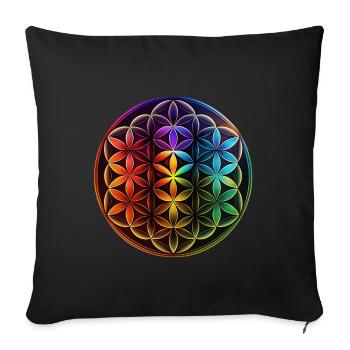 Blume des Lebens Regenbogen Symbol Meditation - Sofakissenbezug 45 x 45 cm - Schwarz - Vorne