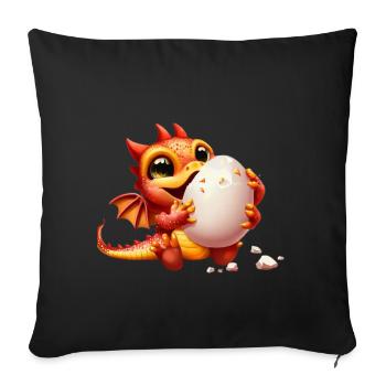Mignon dragon - Housse de coussin décorative 45 x 45 cm - noir - Devant