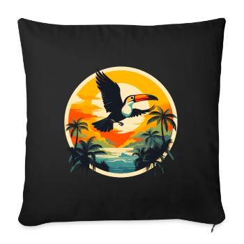 Toucan at sunset - Sofa pillowcase 17,3'' x 17,3'' (45 x 45 cm) - black - Front