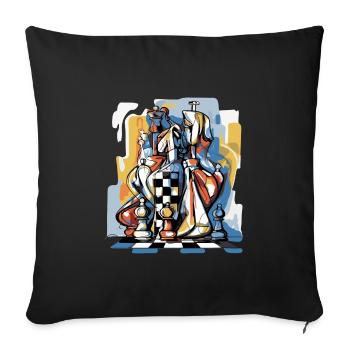 Chess composition n°3 - Sofa pillowcase 17,3'' x 17,3'' (45 x 45 cm) - black - Front