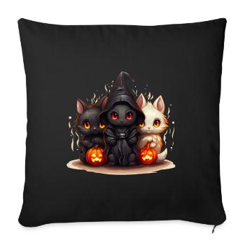 Halloween Cat Trio avec Verkelidung - Housse de coussin décorative 45 x 45 cm - noir - Devant