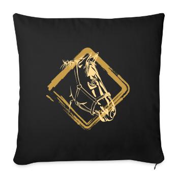 Cheval Chevaux Or - Housse de coussin décorative 45 x 45 cm - noir - Devant