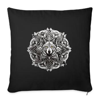 Wolf Mandala Indianer Design - Sofakissenbezug 45 x 45 cm - Schwarz - Vorne