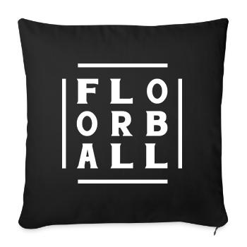Floorball Floorball FLOORBALLER Floorball Player - Sofa pillowcase 17,3'' x 17,3'' (45 x 45 cm) - black - Front
