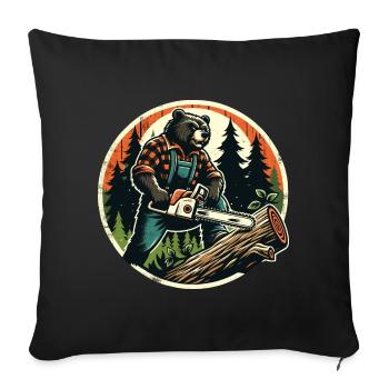 Holzfäller Bär Kraft und Natur im Einklang - Sofakissenbezug 45 x 45 cm - Schwarz - Vorne