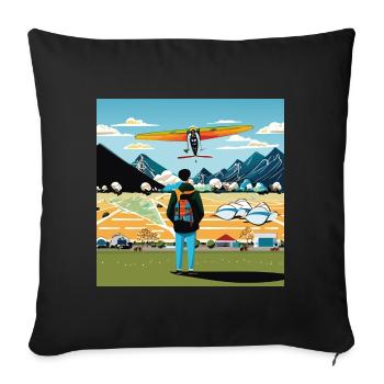GuyWatchingPlanesQuatre - Housse de coussin décorative 45 x 45 cm - noir - Devant