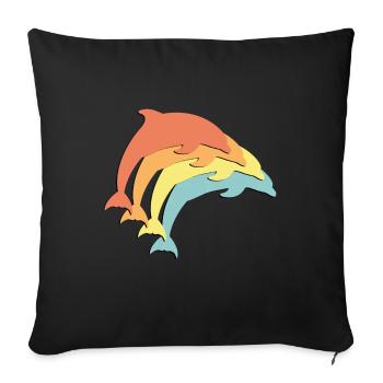 Delfine Delfin Dolphin - Sofakissenbezug 45 x 45 cm - Schwarz - Vorne