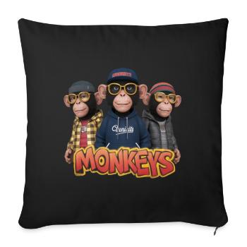 Monkeys 6 - Housse de coussin décorative 45 x 45 cm - noir - Devant