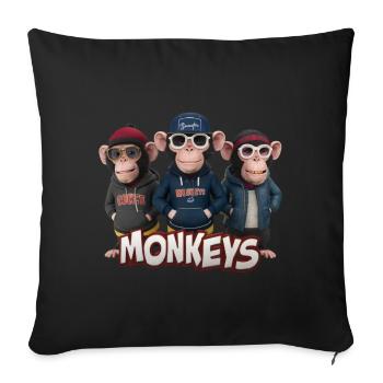 Monkeys 4 - Housse de coussin décorative 45 x 45 cm - noir - Devant