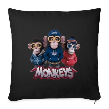 Monkeys 5 - Housse de coussin décorative 45 x 45 cm - noir - Devant