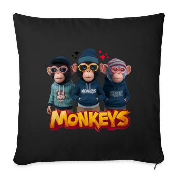 Monkeys 2 - Housse de coussin décorative 45 x 45 cm - noir - Devant