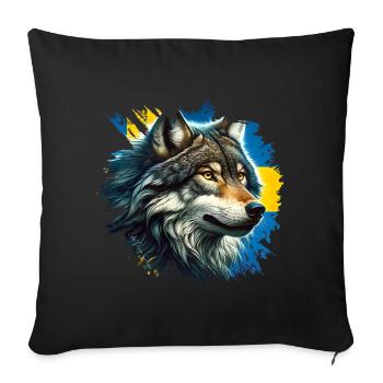 Wolf - Värmland's proud provincial animalWolf - Värmla - Sofa pillowcase 17,3'' x 17,3'' (45 x 45 cm) - black - Front
