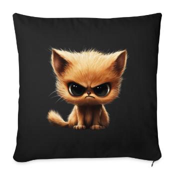 Drôle en colère chat lundi pas maintenant - Housse de coussin décorative 45 x 45 cm - noir - Devant