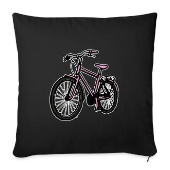 Pink Bicycle Women Girls - Sofa pillowcase 17,3'' x 17,3'' (45 x 45 cm) - black - Front