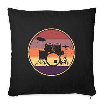 Drummer Retro Drum Musician Drumset - Sofa pillowcase 17,3'' x 17,3'' (45 x 45 cm) - black - Front