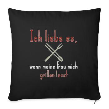 J’adore quand ma femme me laisse griller - Housse de coussin décorative 45 x 45 cm - noir - Devant