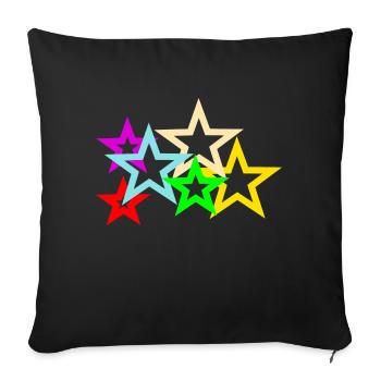 colorful stars - Sofa pillowcase 17,3'' x 17,3'' (45 x 45 cm) - black - Front
