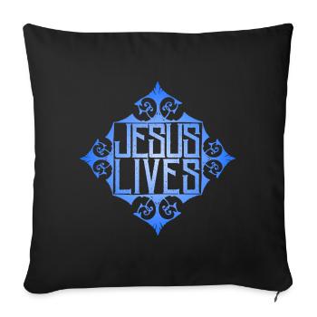 Jésus-Vit, Jésus-Christ disant, Chrétien - Housse de coussin décorative 45 x 45 cm - noir - Devant