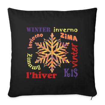 Winter multilingual E 53 - Sofa pillowcase 17,3'' x 17,3'' (45 x 45 cm) - black - Front