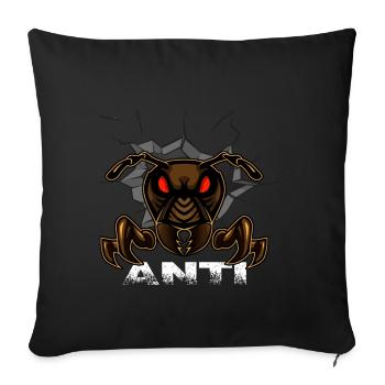 Ant ant State Fire ant "anti" - Sofa pillowcase 17,3'' x 17,3'' (45 x 45 cm) - black - Front