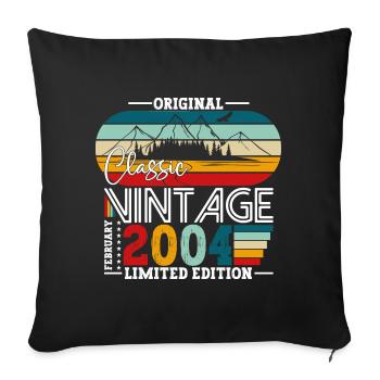 20e anniversaire Classique Février Millésime 2004 - Housse de coussin décorative 45 x 45 cm - noir - Devant