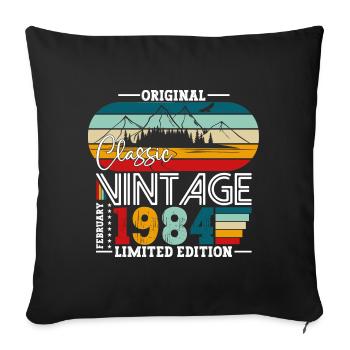 40e anniversaire classique février millésime 1984 - Housse de coussin décorative 45 x 45 cm - noir - Devant
