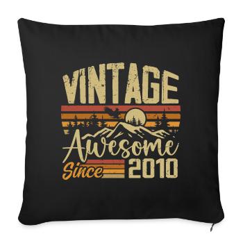Vintage 2010 Rétro Cadeau D’anniversaire 2010 - Housse de coussin décorative 45 x 45 cm - noir - Devant